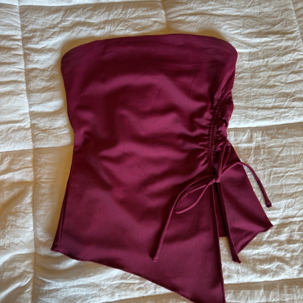 Garage Dark Red Strapless Top